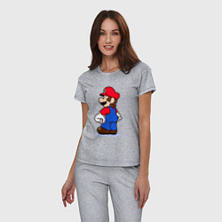 Пижама хлопковая женская Марио с принцессой, цвет: меланж — фото 2