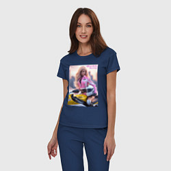 Пижама хлопковая женская Barbie racing - ai art, цвет: тёмно-синий — фото 2