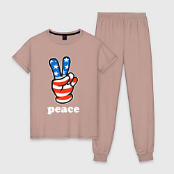 Пижама хлопковая женская USA peace, цвет: пыльно-розовый