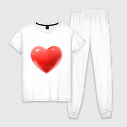 Пижама хлопковая женская Объемное сердце, цвет: белый