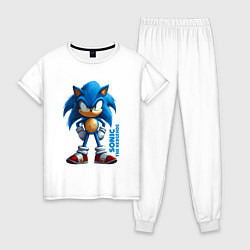 Пижама хлопковая женская Sonic - poster style, цвет: белый