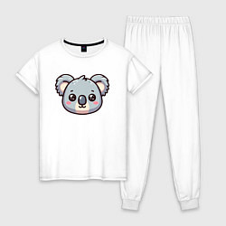 Пижама хлопковая женская Мордочка коалы, цвет: белый