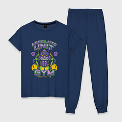 Пижама хлопковая женская Absolute unit gym, цвет: тёмно-синий