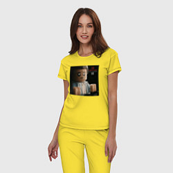 Пижама хлопковая женская Feel like dying, цвет: желтый — фото 2