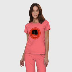 Пижама хлопковая женская MMA strong, цвет: коралловый — фото 2