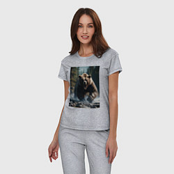 Пижама хлопковая женская Разъяренный медведь, цвет: меланж — фото 2