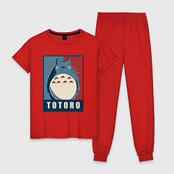 Пижама хлопковая женская Дружок Тоторо, цвет: красный