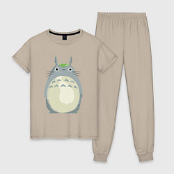 Пижама хлопковая женская Neighbor Totoro, цвет: миндальный