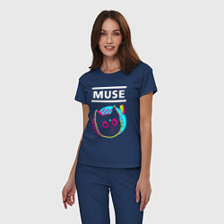 Пижама хлопковая женская Muse rock star cat, цвет: тёмно-синий — фото 2