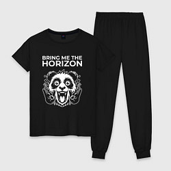 Пижама хлопковая женская Bring Me the Horizon rock panda, цвет: черный