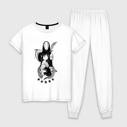 Пижама хлопковая женская Унесённые призраками Хаку Тихиро, цвет: белый