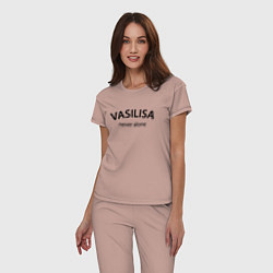 Пижама хлопковая женская Vasilisa never alone - motto, цвет: пыльно-розовый — фото 2