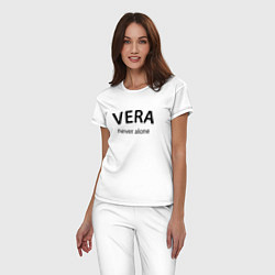 Пижама хлопковая женская Vera never alone - motto, цвет: белый — фото 2
