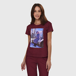 Пижама хлопковая женская Фрирен эльф, цвет: меланж-бордовый — фото 2