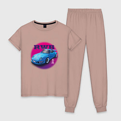 Пижама хлопковая женская Porsche RWB, цвет: пыльно-розовый