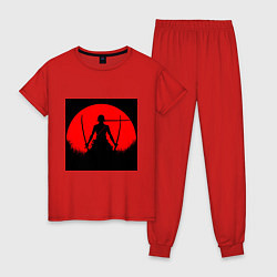 Пижама хлопковая женская Зоро Ророноа охотник на пиратов, цвет: красный