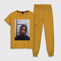 Пижама хлопковая женская Travis Scott magshot, цвет: горчичный