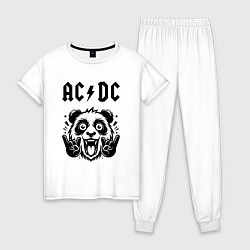 Пижама хлопковая женская AC DC - rock panda, цвет: белый