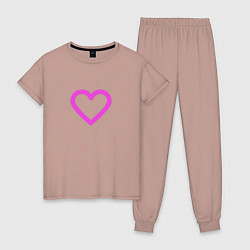 Женская пижама Розовое неоновое сердце