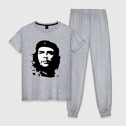 Пижама хлопковая женская Черно-белый силуэт Че Гевара, цвет: меланж