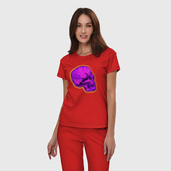Пижама хлопковая женская Пурпурный череп, цвет: красный — фото 2