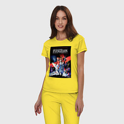 Пижама хлопковая женская Рей Аянами Аска Лэнгли Сорью, цвет: желтый — фото 2