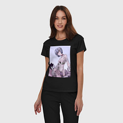Пижама хлопковая женская Евангелион Рей Аянами кот, цвет: черный — фото 2