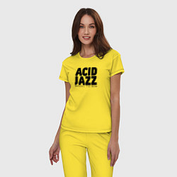 Пижама хлопковая женская Acid jazz in black, цвет: желтый — фото 2
