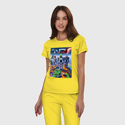 Пижама хлопковая женская Mass effect and Minecraft - ai art collaboration, цвет: желтый — фото 2