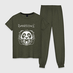 Пижама хлопковая женская Evanescence rock panda, цвет: меланж-хаки