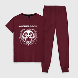 Пижама хлопковая женская Nickelback rock panda, цвет: меланж-бордовый