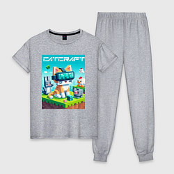 Пижама хлопковая женская Catcraft - collaboration ai art, цвет: меланж