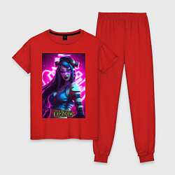Пижама хлопковая женская League Of Legends Akali Kda, цвет: красный