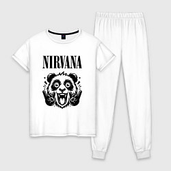 Пижама хлопковая женская Nirvana - rock panda, цвет: белый