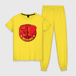 Пижама хлопковая женская Boxing fight, цвет: желтый