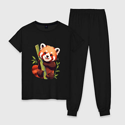 Пижама хлопковая женская The Red Panda, цвет: черный