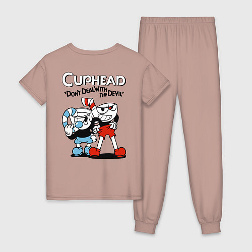 Женская пижама Cuphead and Mugman / Пыльно-розовый – фото 2