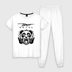 Пижама хлопковая женская Tokio Hotel - rock panda, цвет: белый