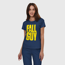 Пижама хлопковая женская The fall guy logo, цвет: тёмно-синий — фото 2