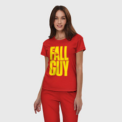 Пижама хлопковая женская The fall guy logo, цвет: красный — фото 2