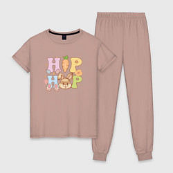 Пижама хлопковая женская Хип-Хоп, цвет: пыльно-розовый