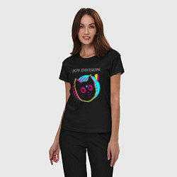 Пижама хлопковая женская Joy Division rock star cat, цвет: черный — фото 2