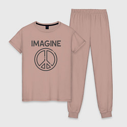 Пижама хлопковая женская Peace imagine, цвет: пыльно-розовый