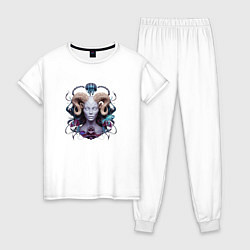Пижама хлопковая женская Девушка-демон, цвет: белый