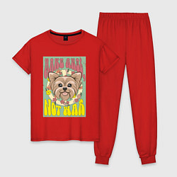 Пижама хлопковая женская Винтажный йорк пацифист, цвет: красный