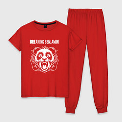 Пижама хлопковая женская Breaking Benjamin rock panda, цвет: красный