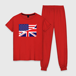 Пижама хлопковая женская США и Великобритания, цвет: красный