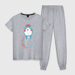 Пижама хлопковая женская Little monkey, цвет: меланж