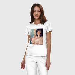 Пижама хлопковая женская Ahegao секси, цвет: белый — фото 2