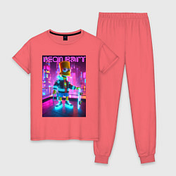 Женская пижама Neon Bart - with skateboard ai art fantasy